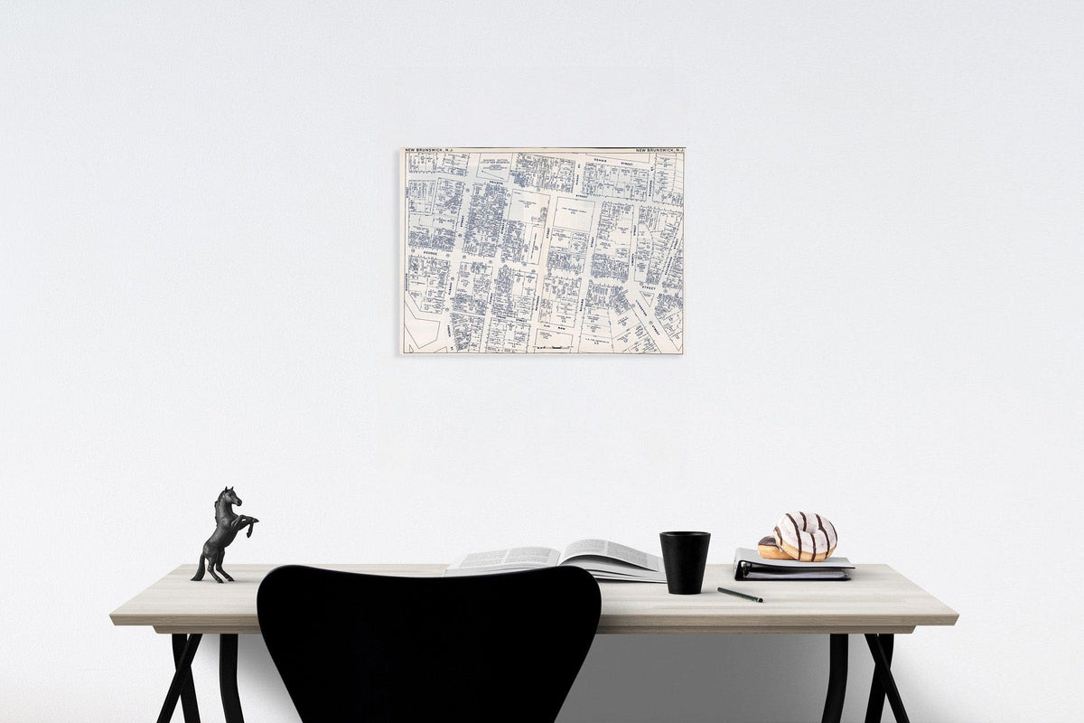 Historic Map : Business Section, City of New Brunswick (New Jersey)., 1947, Vintage Wall Decor