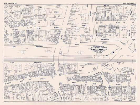 Historic Map : Business Section, City of Port Chester (New York)., 1947, Vintage Wall Decor