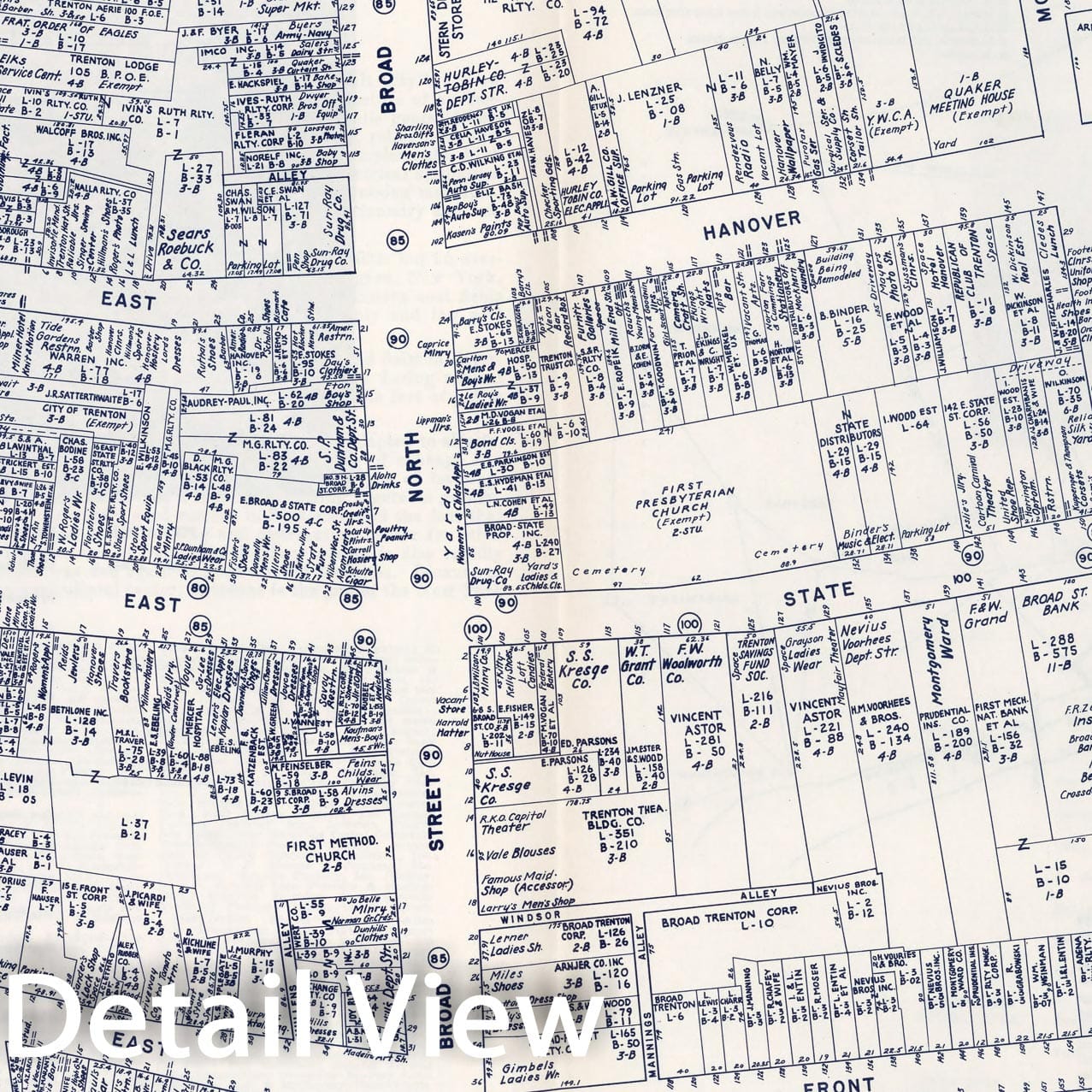 Historic Map : Business Section, City of Trenton (New Jersey)., 1947, Vintage Wall Decor
