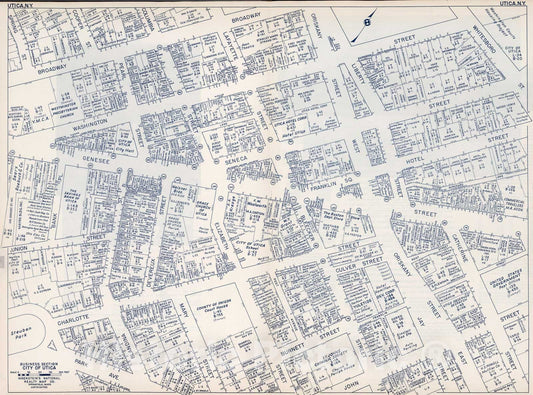 Historic Map : Business Section, City of Utica (New York)., 1947, Vintage Wall Decor