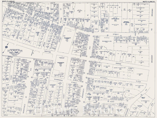 Historic Map : Business Section, City of White Plains (New York)., 1947, Vintage Wall Decor