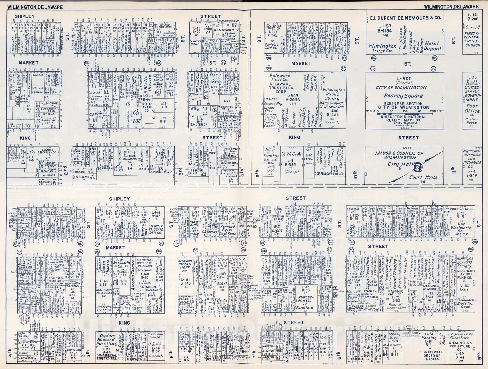Historic Map : Business Section, City of Wilmington (Delaware)., 1947, Vintage Wall Decor