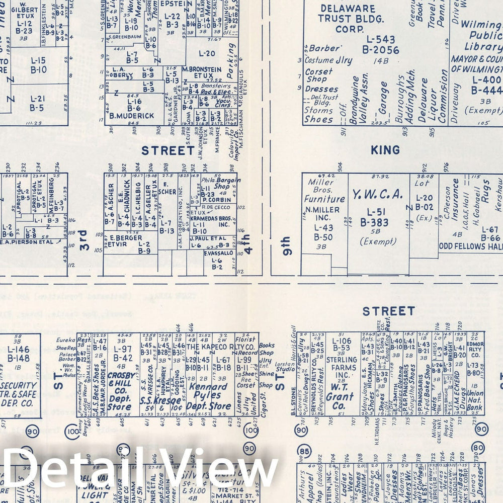 Historic Map : Business Section, City of Wilmington (Delaware)., 1947, Vintage Wall Decor