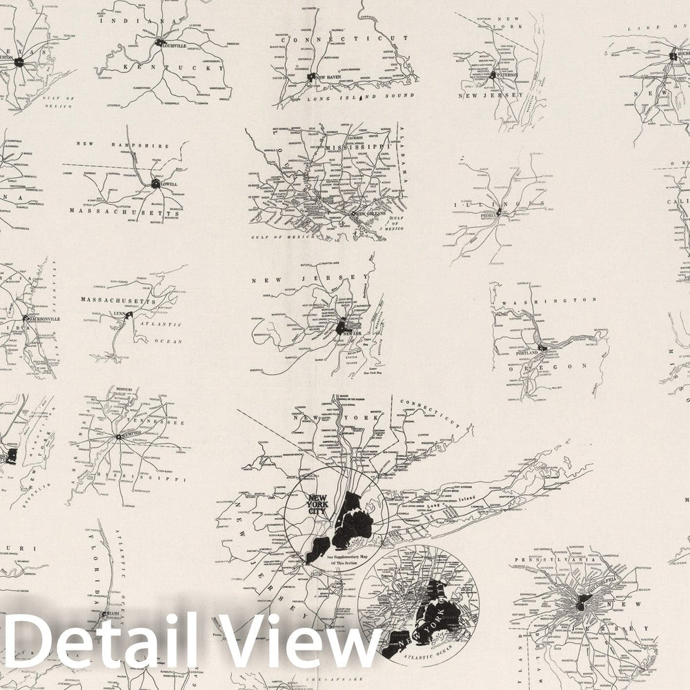 Historic Map : Index Maps: (Ninety-one small vicinity/index maps of cities of United States and Canada)., 1929, Vintage Wall Decor