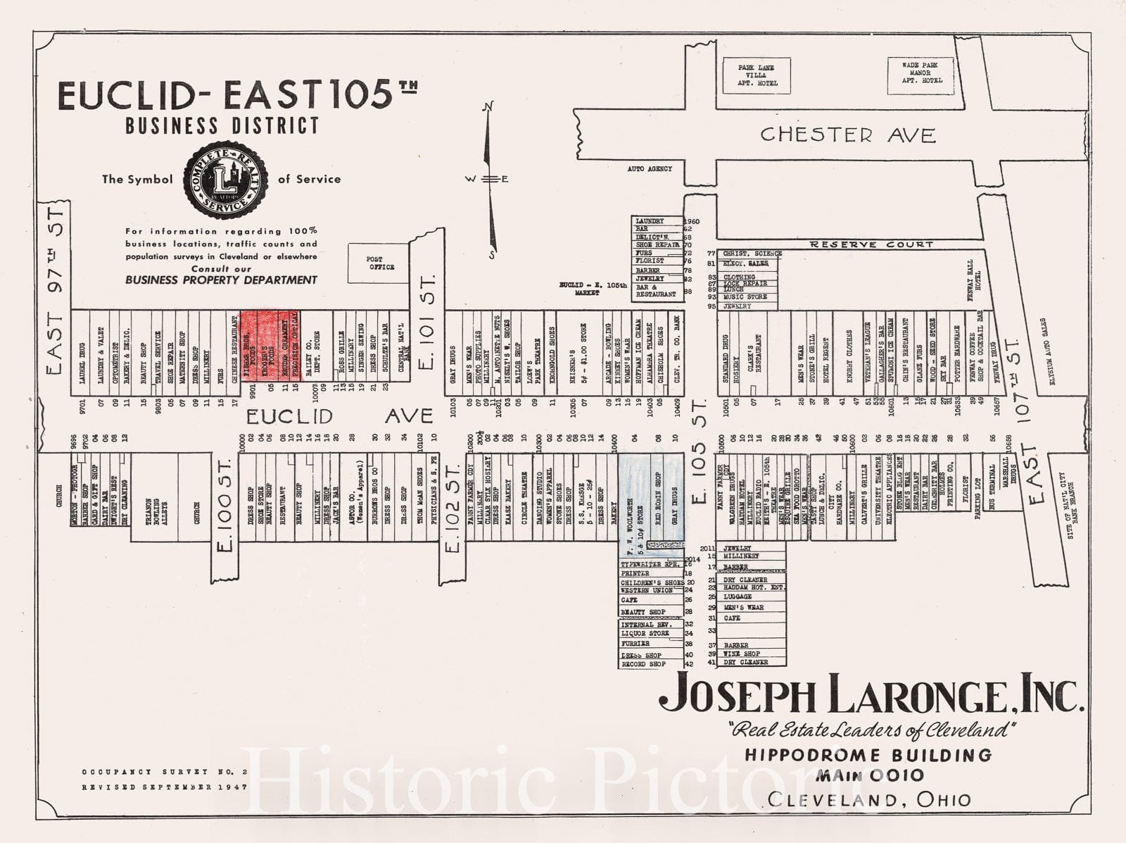 Historic Map : Euclid-East 105th Business District, Cleveland, Ohio., 1929, Vintage Wall Decor