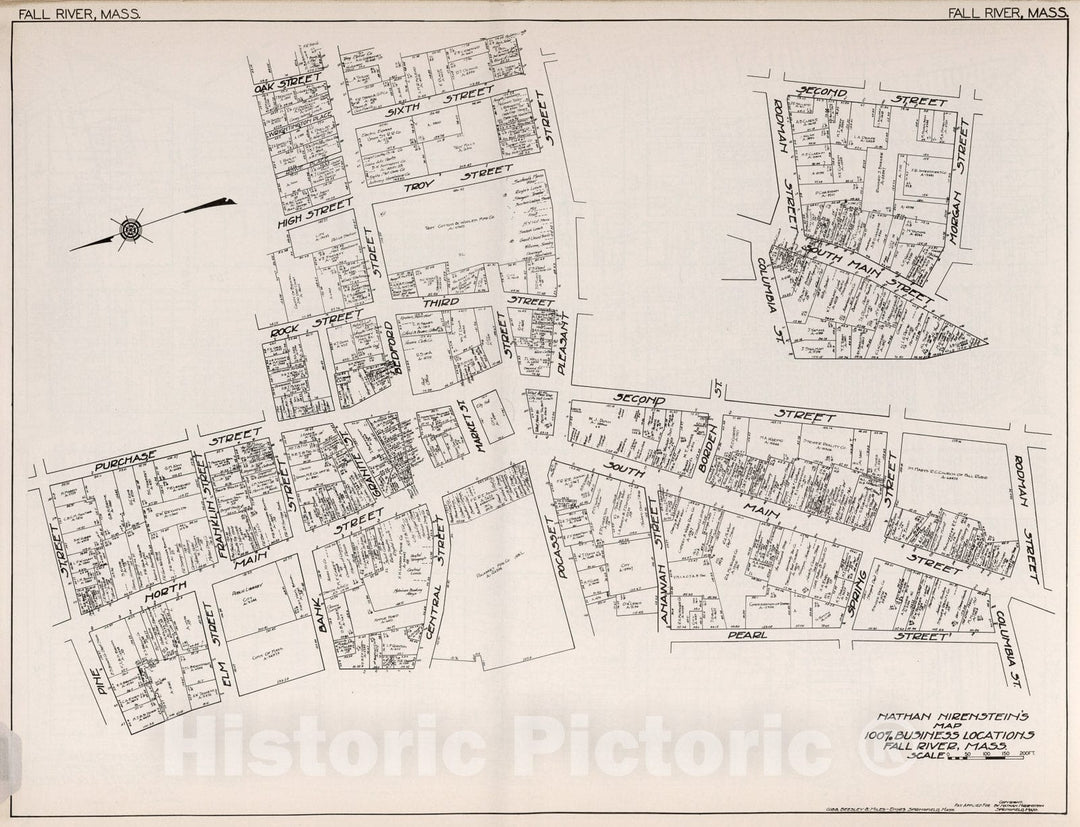 Historic Map : Fall River (Massachusetts)., 1929, Vintage Wall Decor