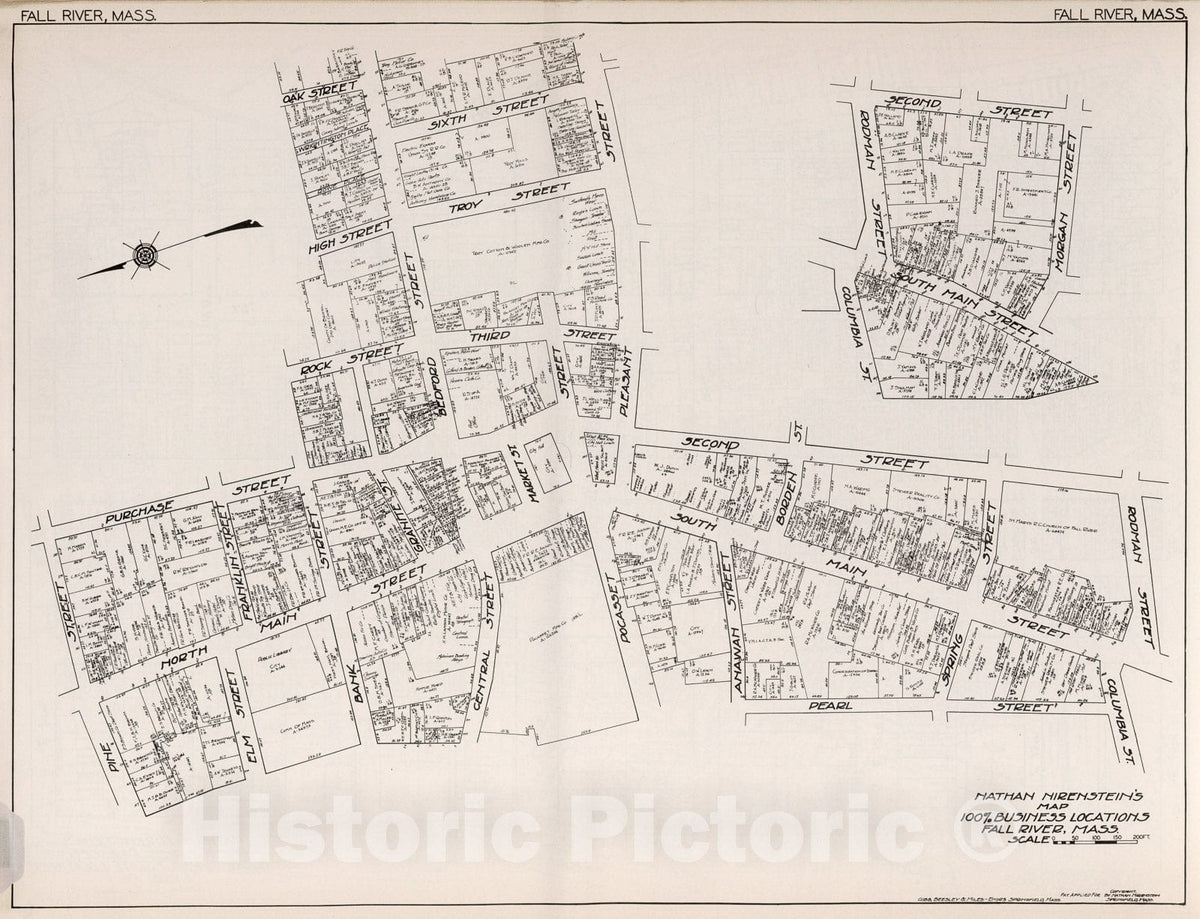 Historic Map : Fall River (Massachusetts)., 1929, Vintage Wall Decor