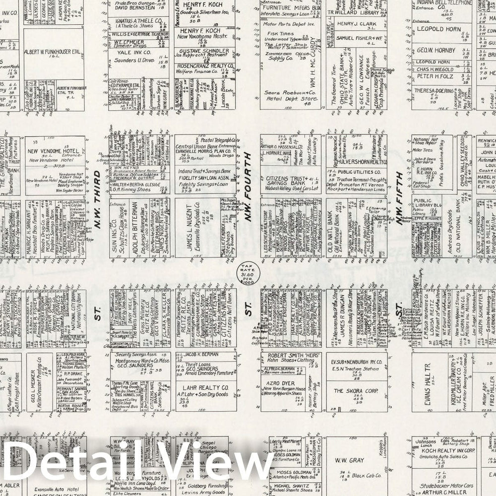 Historic Map : Evansville (Indiana)., 1929, Vintage Wall Decor