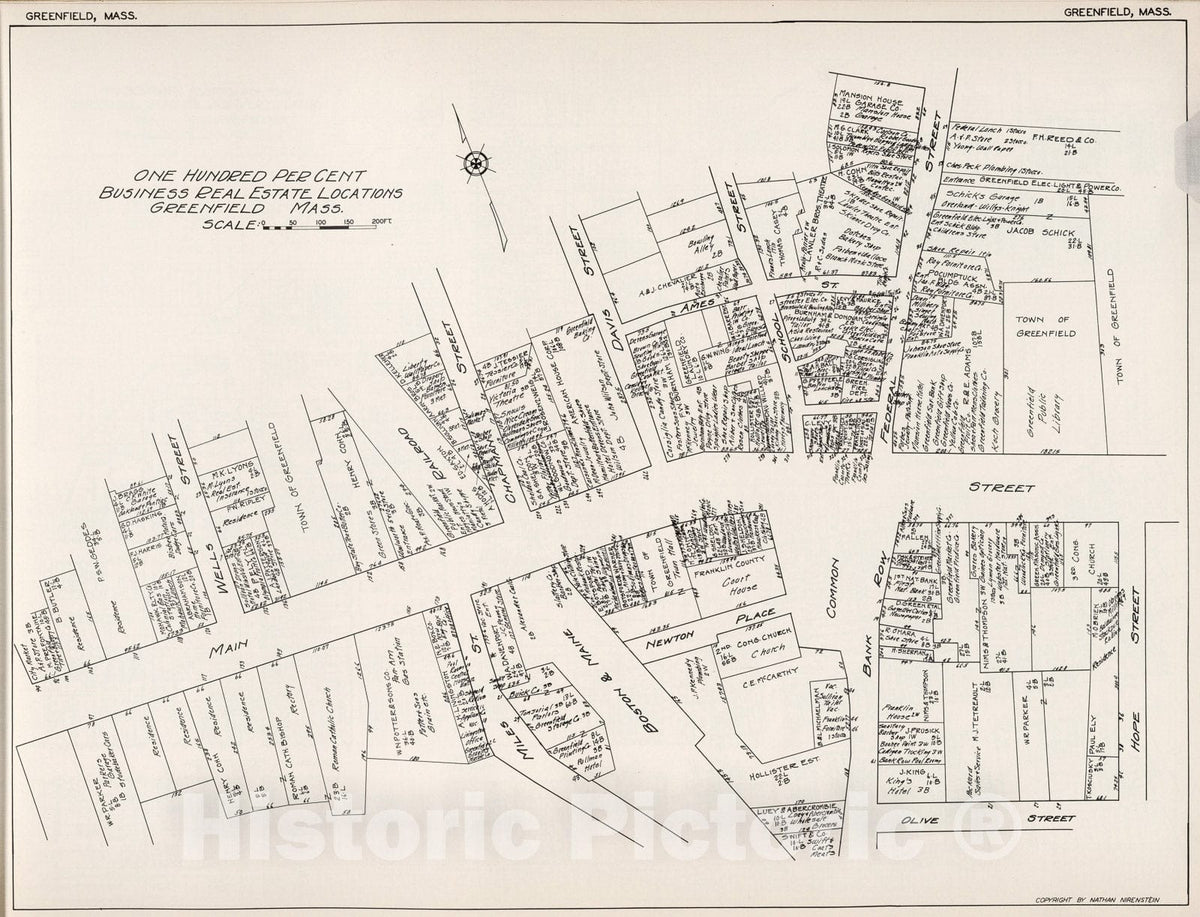Historic Map : Greenfield (Massachusetts)., 1929, Vintage Wall Decor