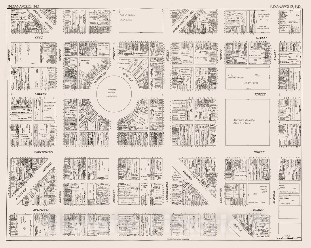 Historic Map : Indianapolis (Indiana)., 1929, Vintage Wall Decor