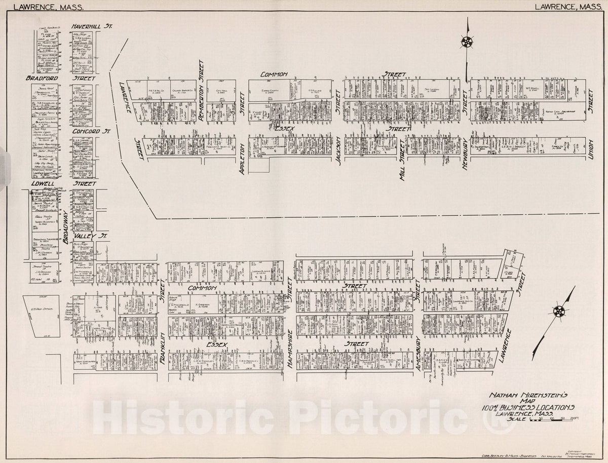 Historic Map : Nirenstein's , Lawrence (Massachusetts)., 1929, Vintage Wall Decor
