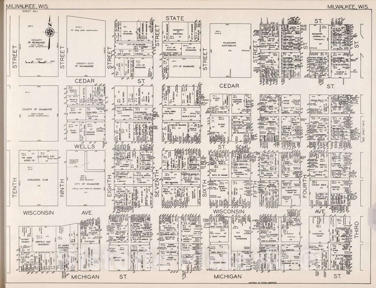 Historic Map : Milwaukee (Wisconsin). Sheet No. 1., 1929, Vintage Wall Decor