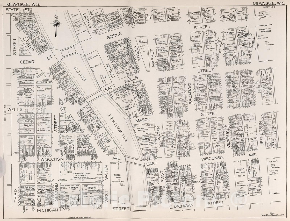 Historic Map : Milwaukee (Wisconsin). Sheet No. 2., 1929, Vintage Wall Decor