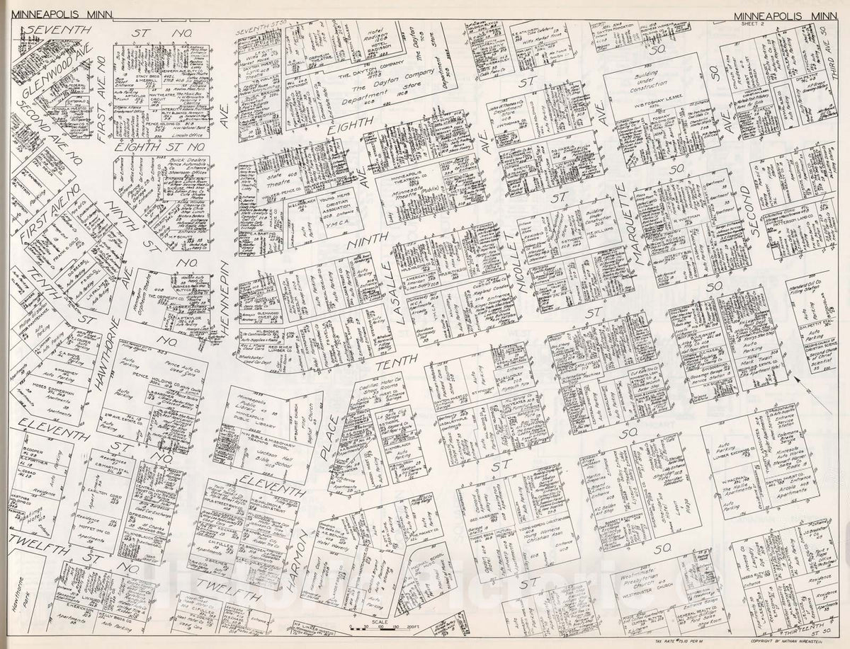 Historic Map : Minneapolis (Minnesota). Sheet No. 2., 1929, Vintage Wall Decor