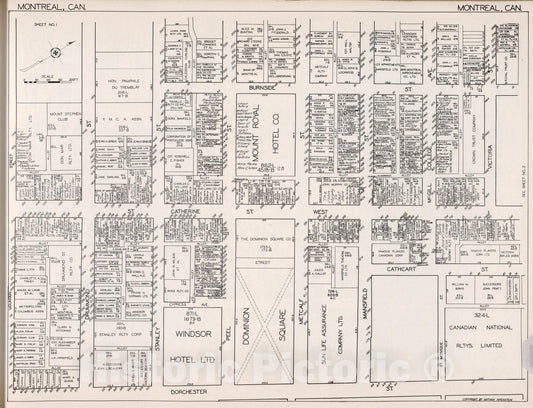 Historic Map : Montreal (Quebec). Sheet No. 1., 1929, Vintage Wall Decor