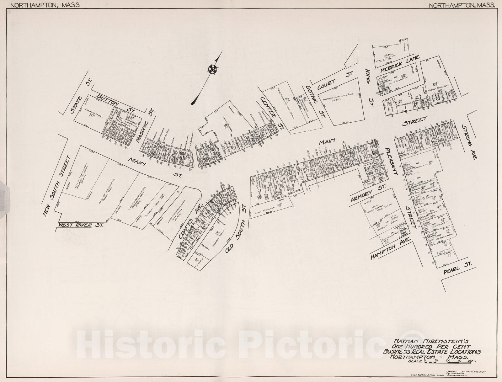 Historic Map : Northampton, (Massachusetts)., 1929, Vintage Wall Decor
