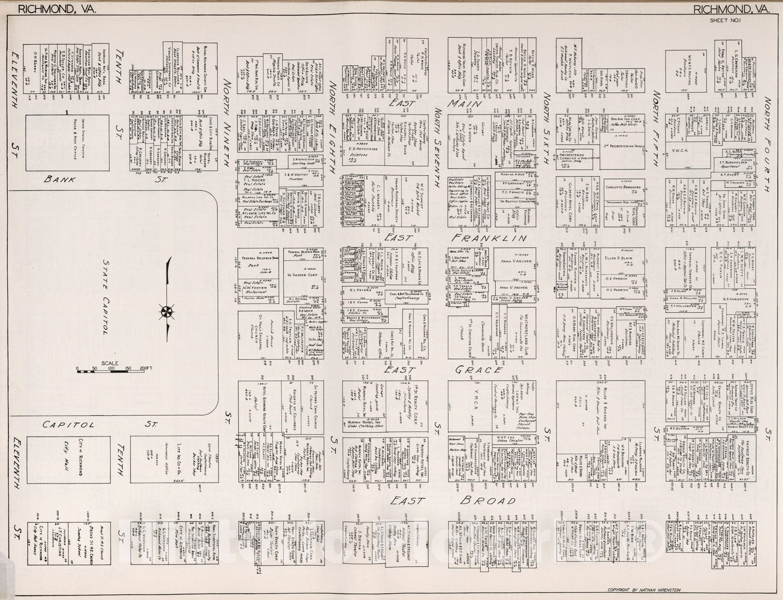 Historic Map : Richmond (Virginia). Sheet No. 1., 1929, Vintage Wall Decor