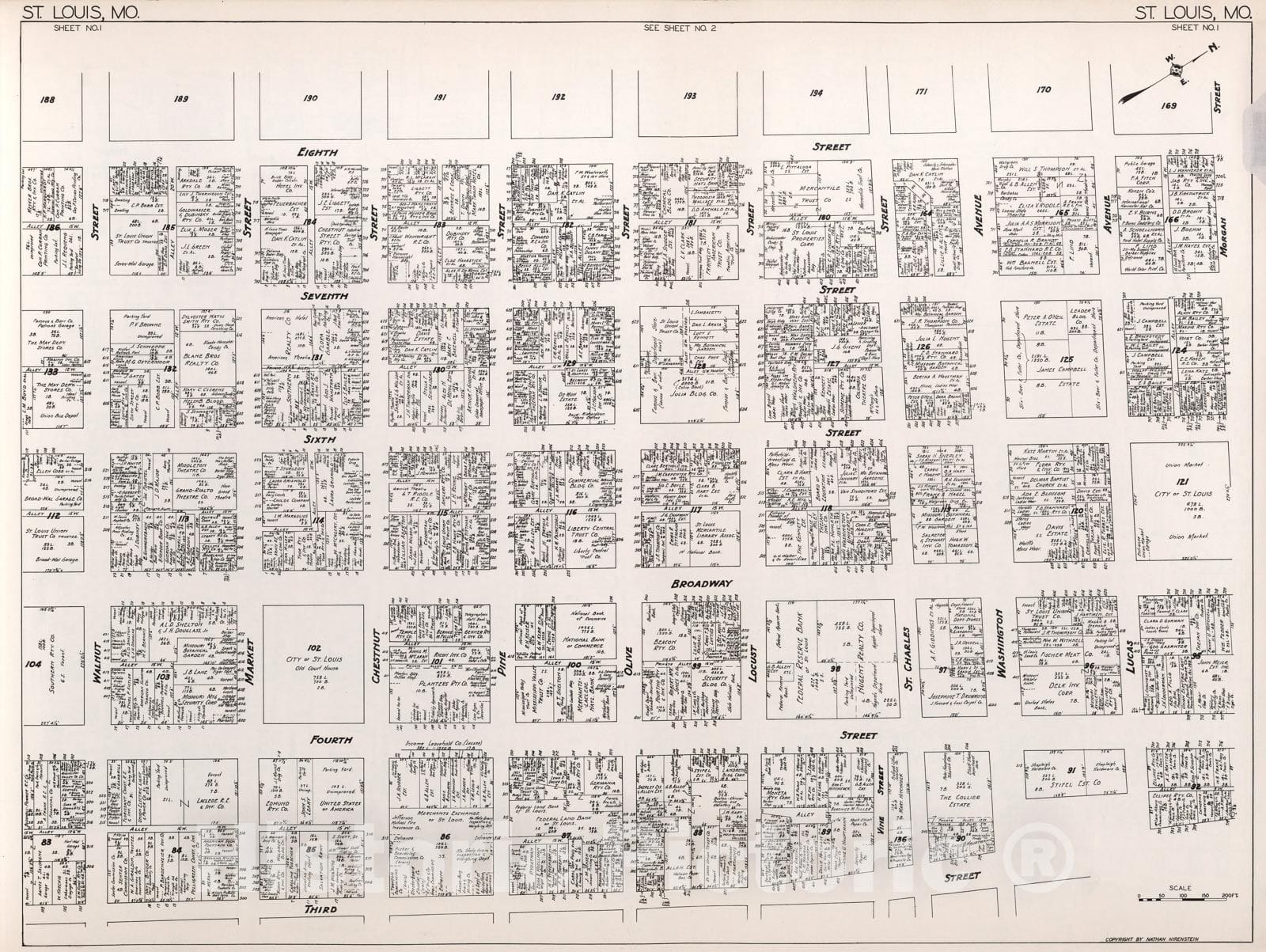 Historic Map : St. Louis (Missouri). Sheet No. 1., 1929, Vintage Wall Decor