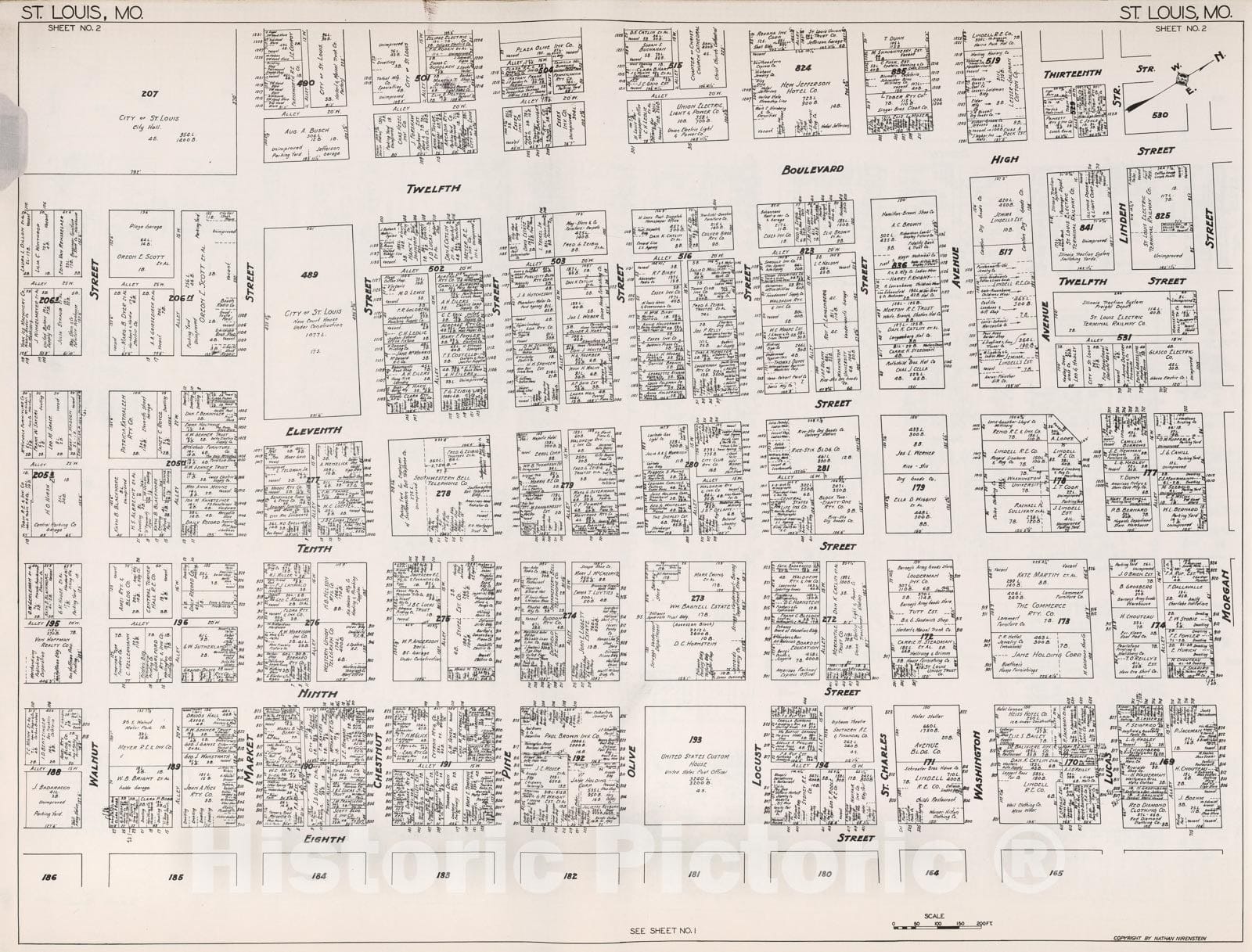 Historic Map : St. Louis (Missouri). Sheet No. 2., 1929, Vintage Wall Decor