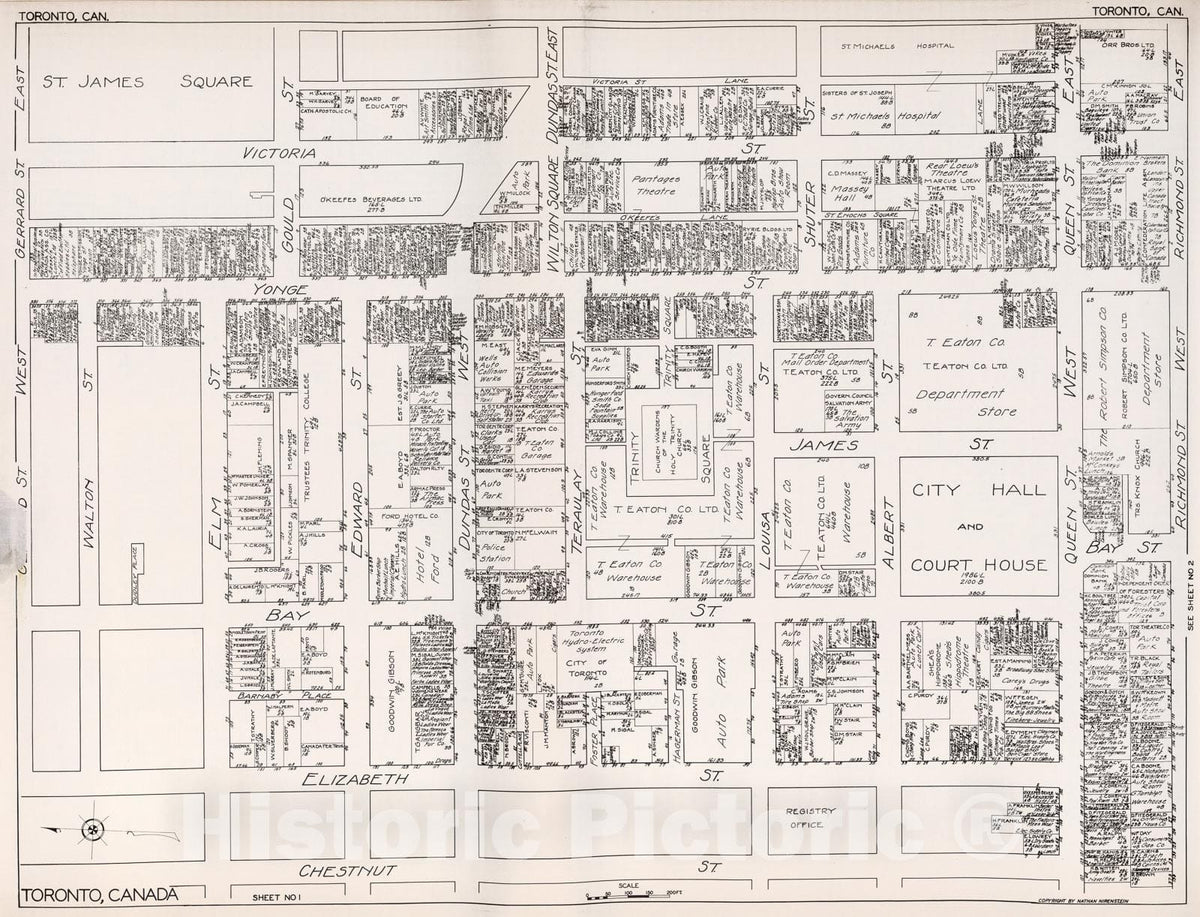 Historic Map : Toronto (Ontario). Sheet No. 1., 1929, Vintage Wall Decor
