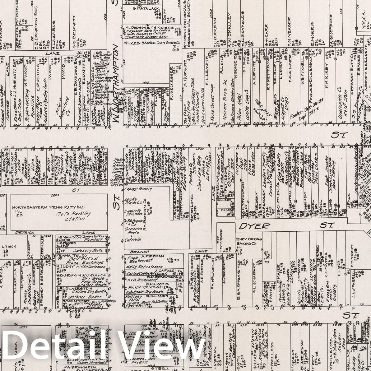 Historic Map : Wilkes-Barre (Pennsylvania)., 1929, Vintage Wall Decor
