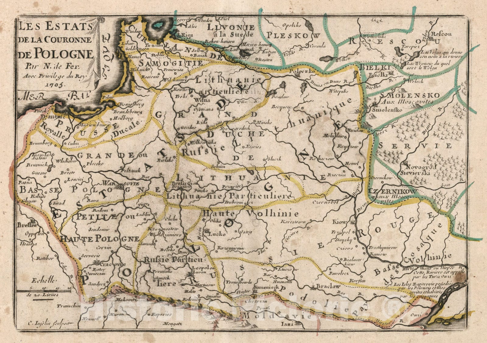 Historic Map : Les estats de la Couronne de Pologne, 1697, Vintage Wall Decor