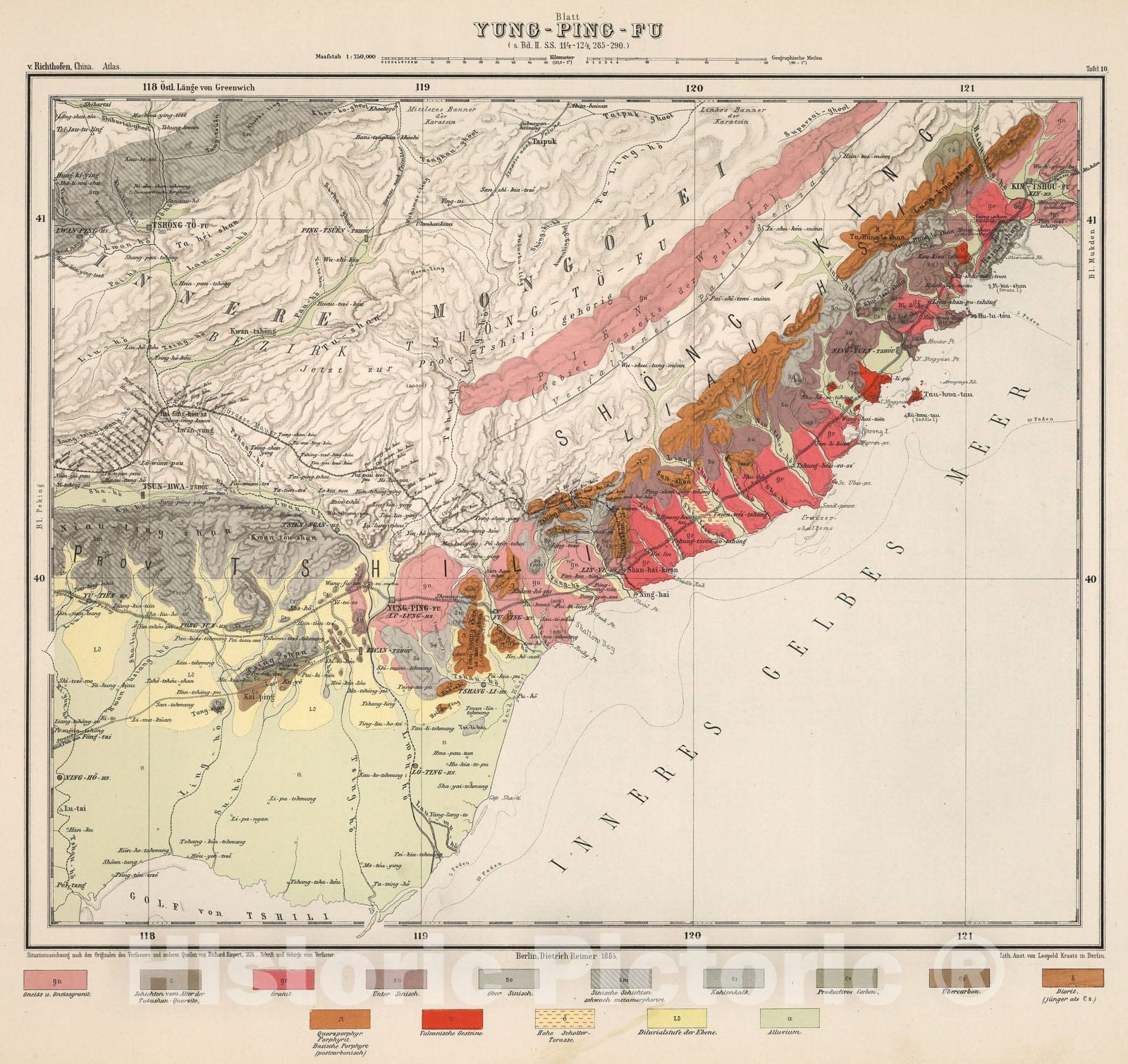 Historic Map : Blatt Yung - Ping - Fu. Tafel 10, 1885, Vintage Wall Decor