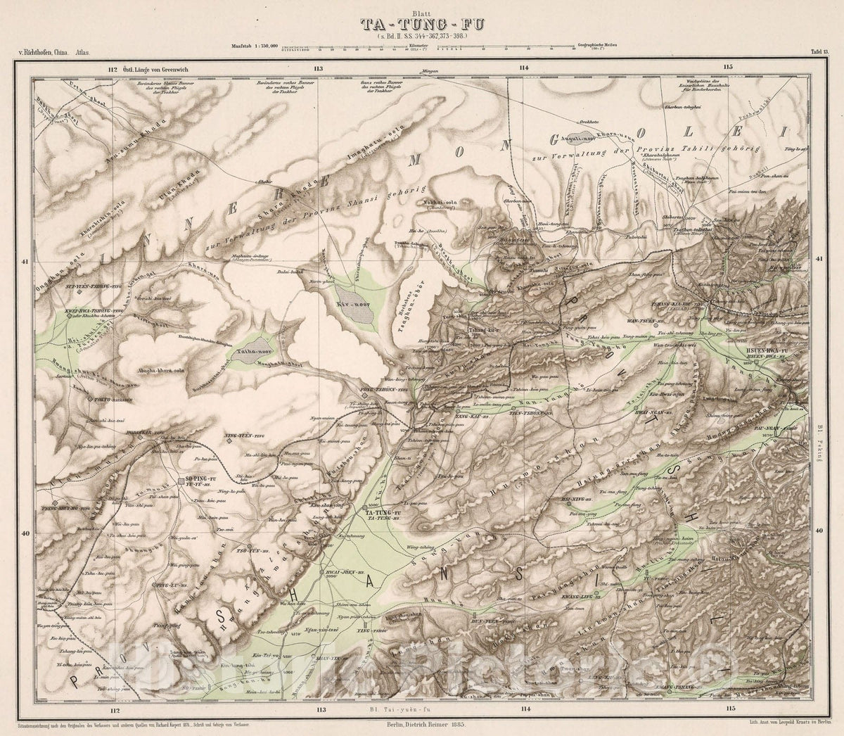 Historic Map : Blatt Ta - Tung - Fu. Tafel 13, 1885, Vintage Wall Decor