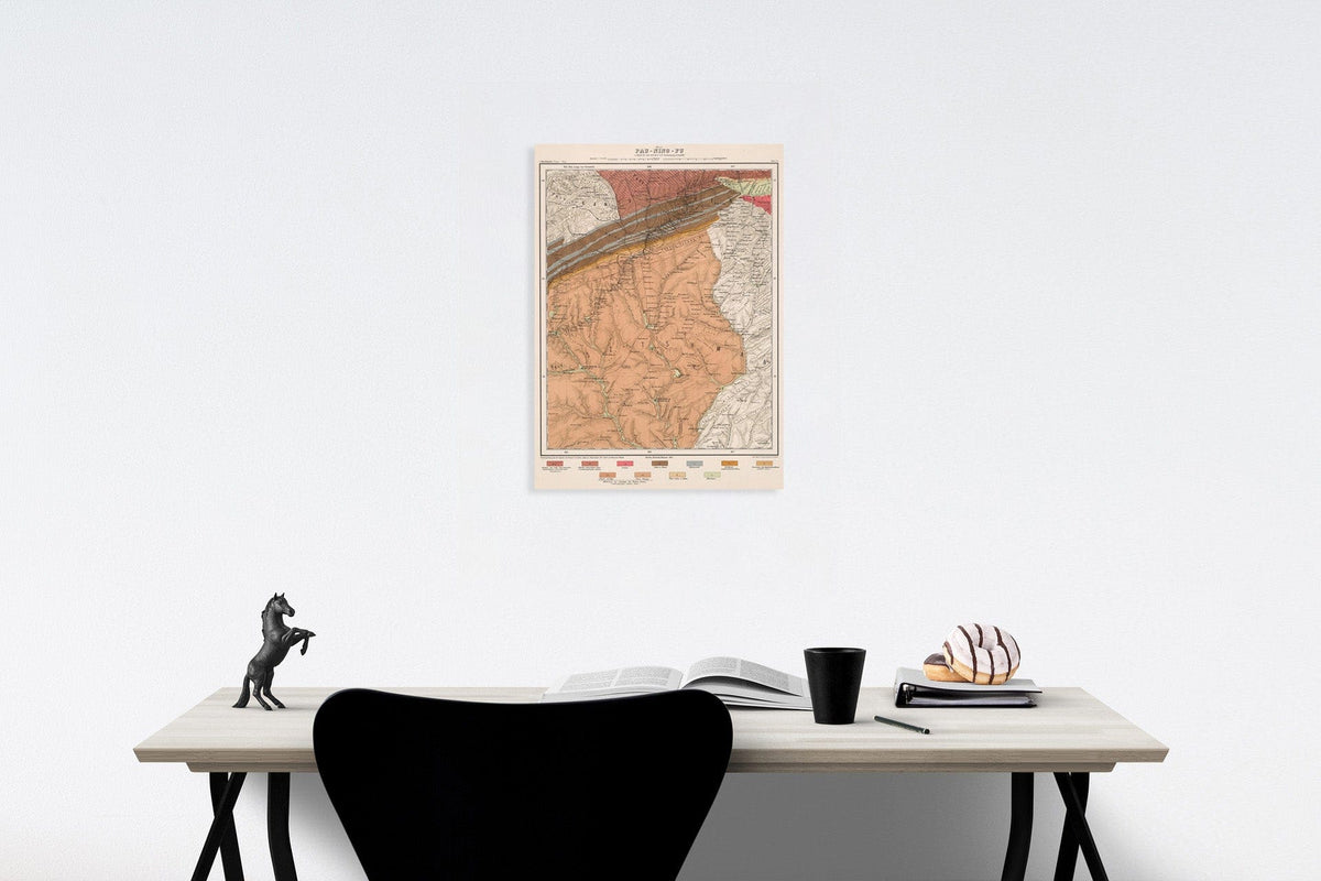 Historic Map : Blatt Pau - Ning - Fu.Tafel 26, 1885, Vintage Wall Decor