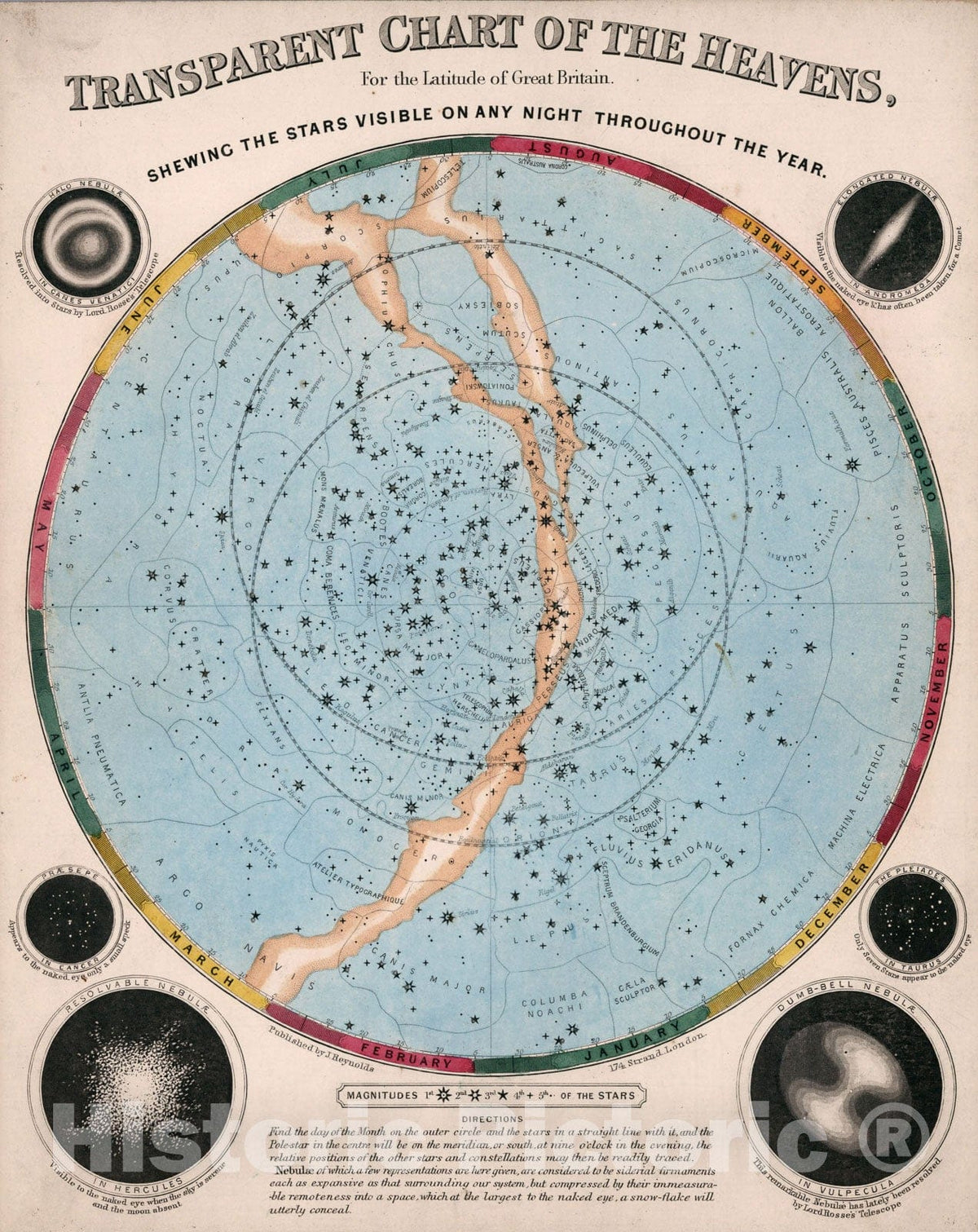 Historic Map : Transparent Chart of the Heavens, 1850, v1, Vintage Wall Decor