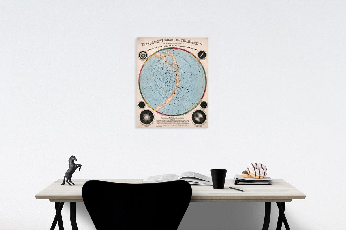 Historic Map : Transparent Chart of the Heavens, 1850, v1, Vintage Wall Decor