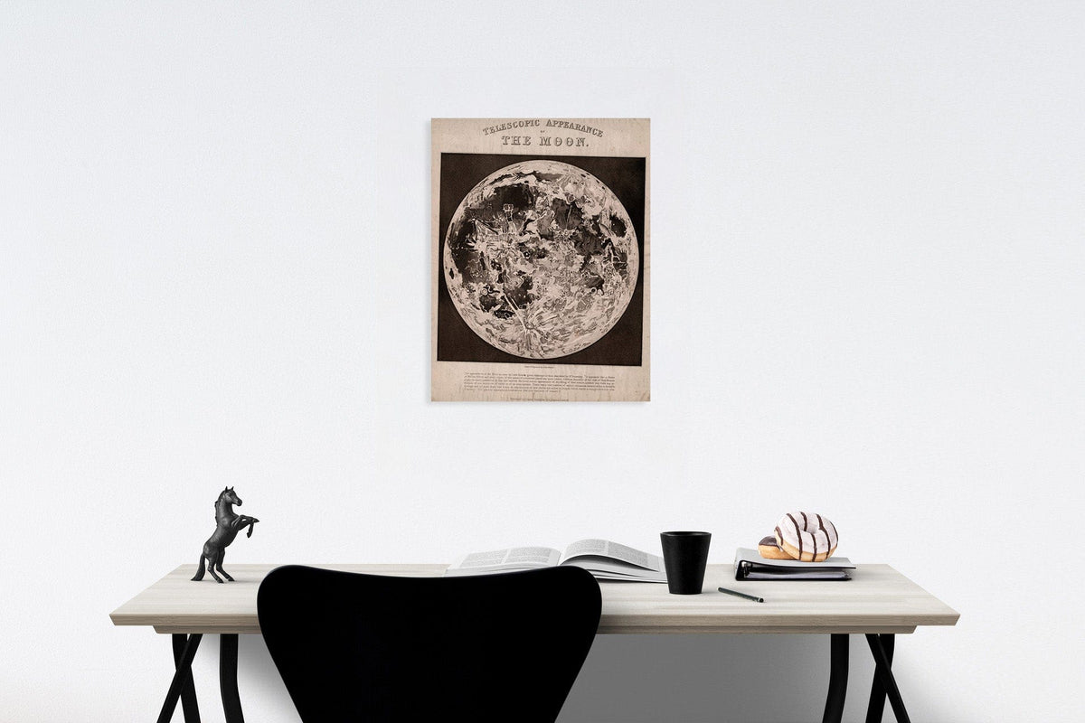 Historic Map : Telescopic Appearance of the Moon, 1850, v1, Vintage Wall Decor