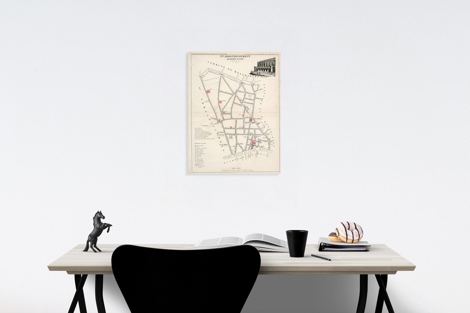 Historic Map : Paris two Me. Arrondissement : Quartier d' Antin. (No. 7), 1834, Vintage Wall Decor