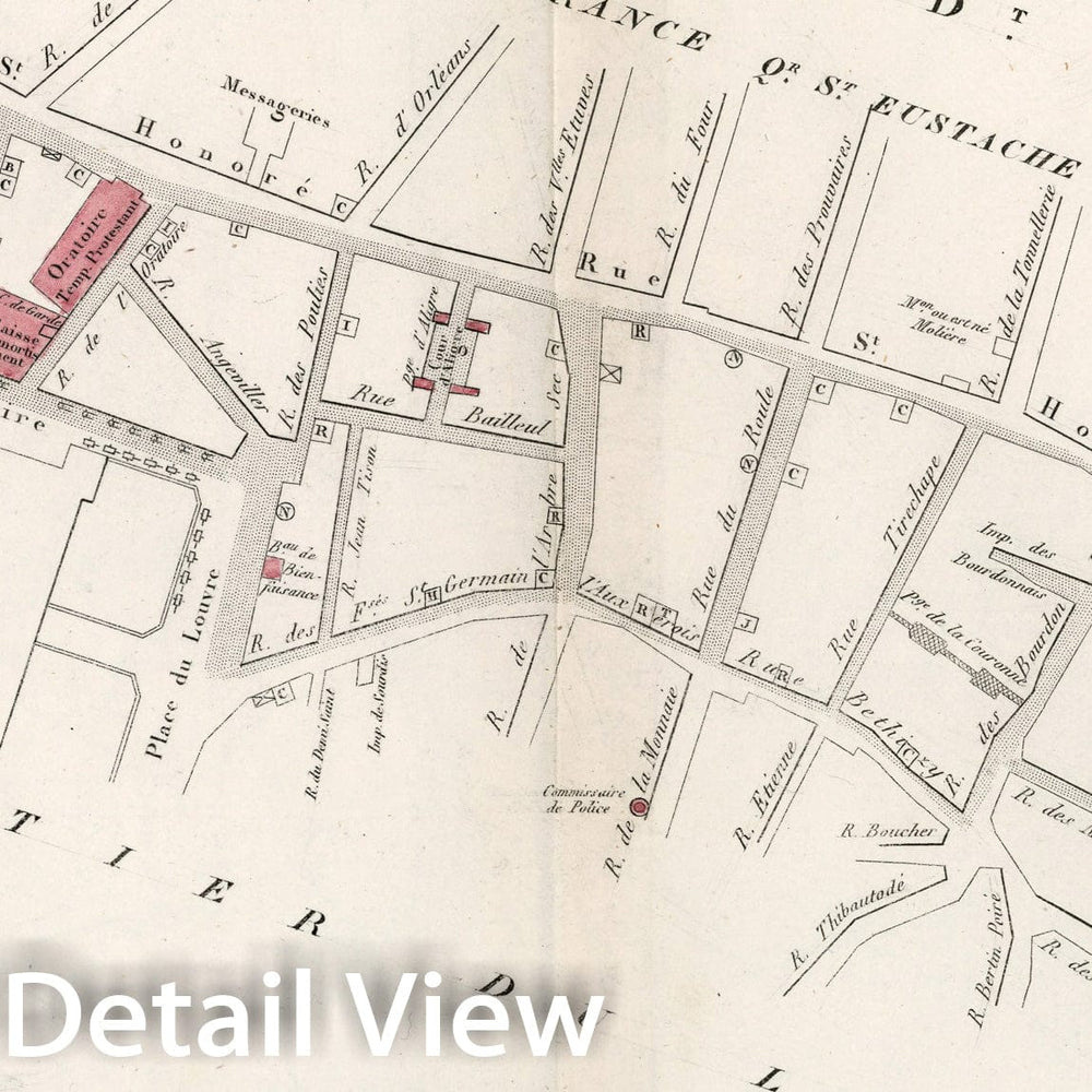Historic Map : Paris four Me. Arrondissement : Quartier Saint Honore. No. 13, 183four, Vintage Wall Decor