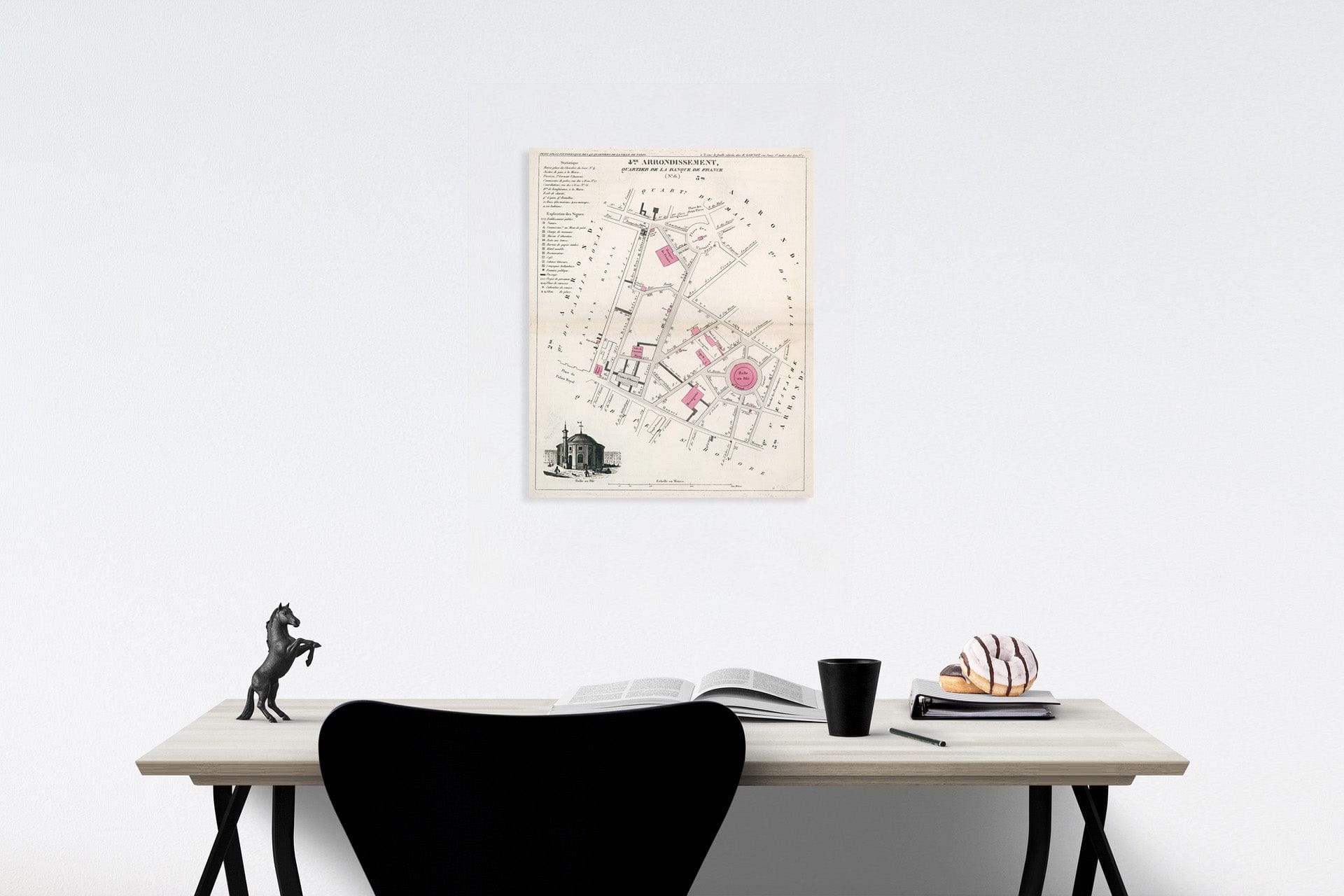 Historic Map : Paris four Me. Arrondissement : Quartier de la Banque de France. No. (16), 183four, Vintage Wall Decor