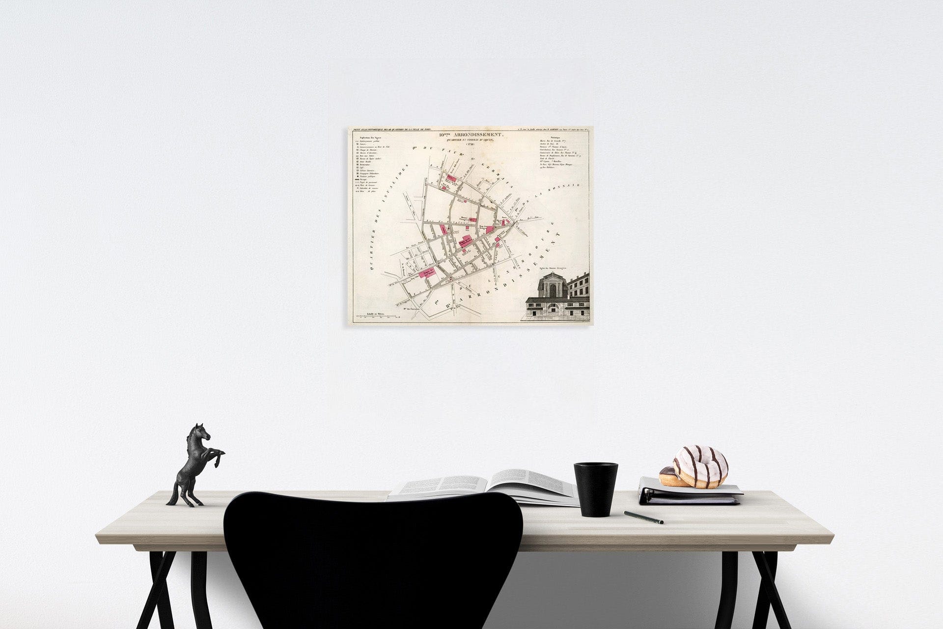 Historic Map : Paris ten Eme. Arrondissement : Quartier St. Thomas d'Aquin. No. 38, 1834, Vintage Wall Decor