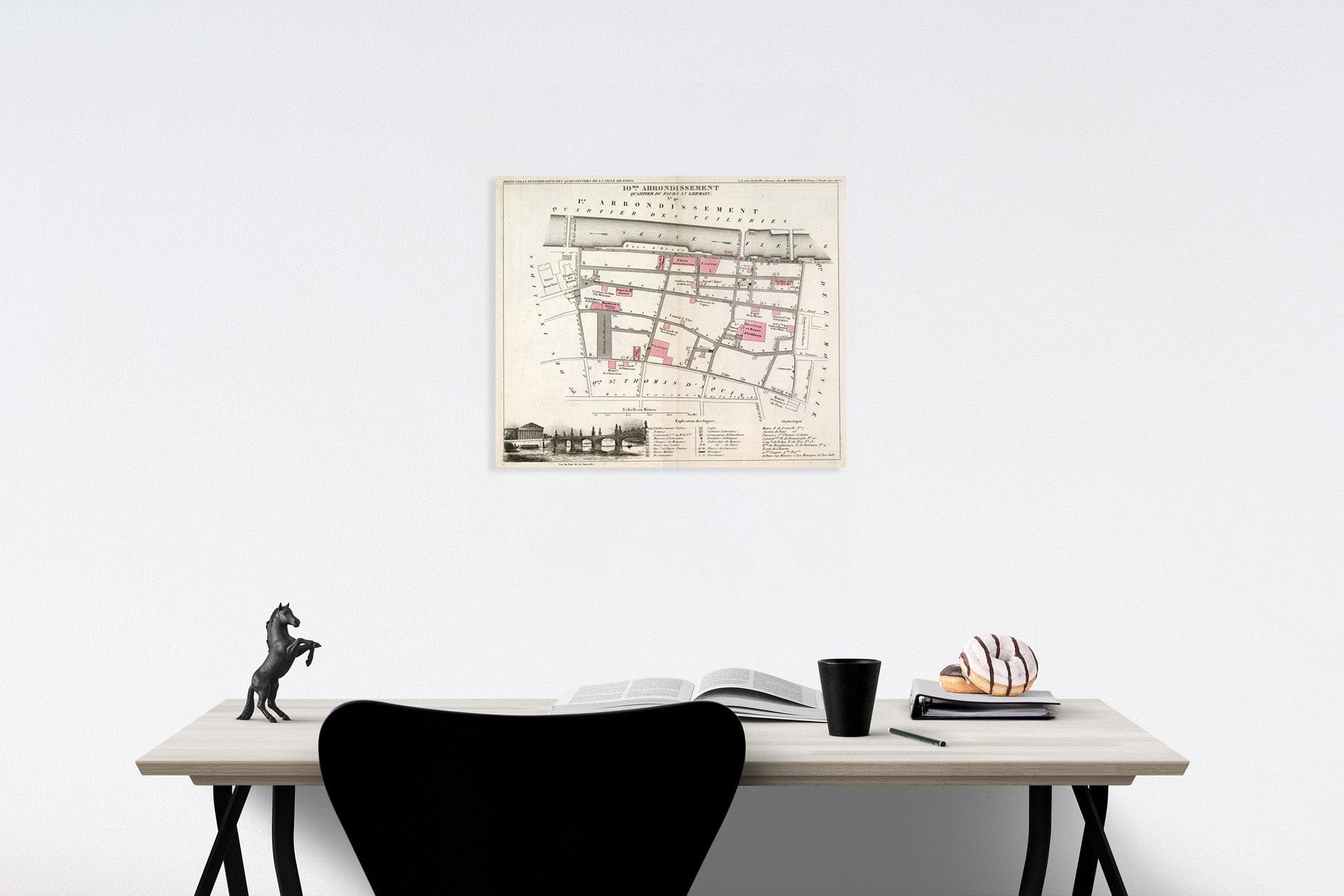 Historic Map : Paris ten Me. Arrondissement : Quartier du Faubr. St. Germain. No. 40, 1834, Vintage Wall Decor