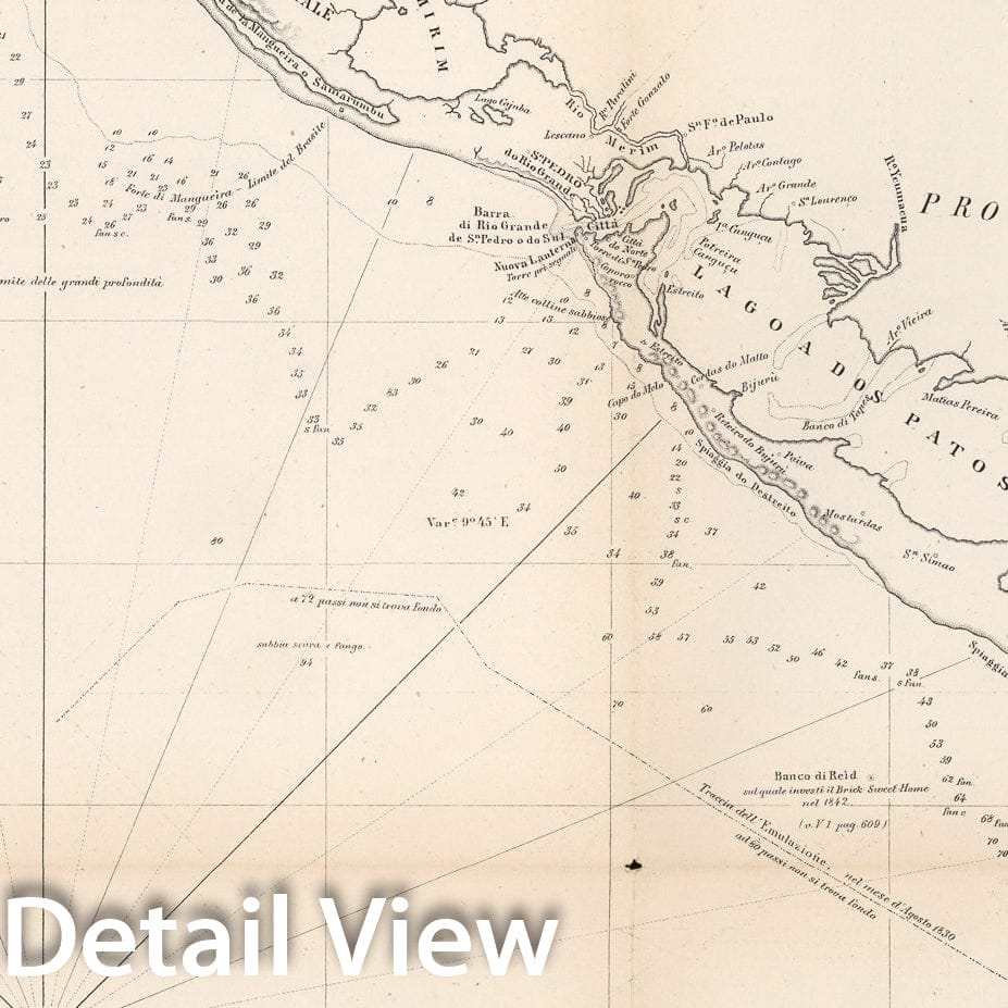Historic Map : Carte generale delle coste del Brasile Del Rio del Plata al Para ... No. 1, 1857, Vintage Wall Decor