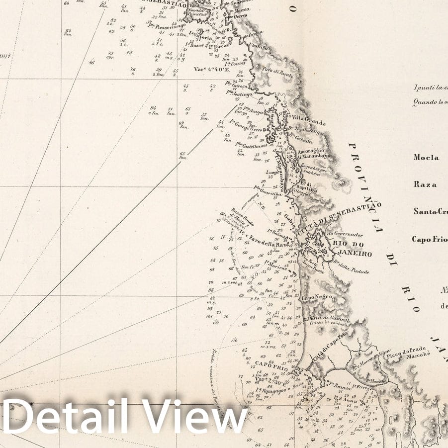 Historic Map : Carte generale delle coste del Brasile Del rio del Plata al Para ... No. 2, 1857, Vintage Wall Decor