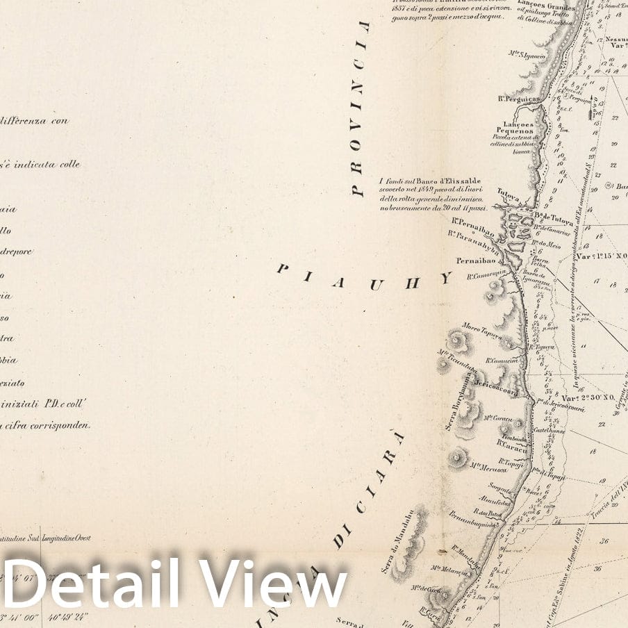 Historic Map : Carte generale delle coste del Brasile Del rio del Plata al Para ... No. 4, 1857, Vintage Wall Decor
