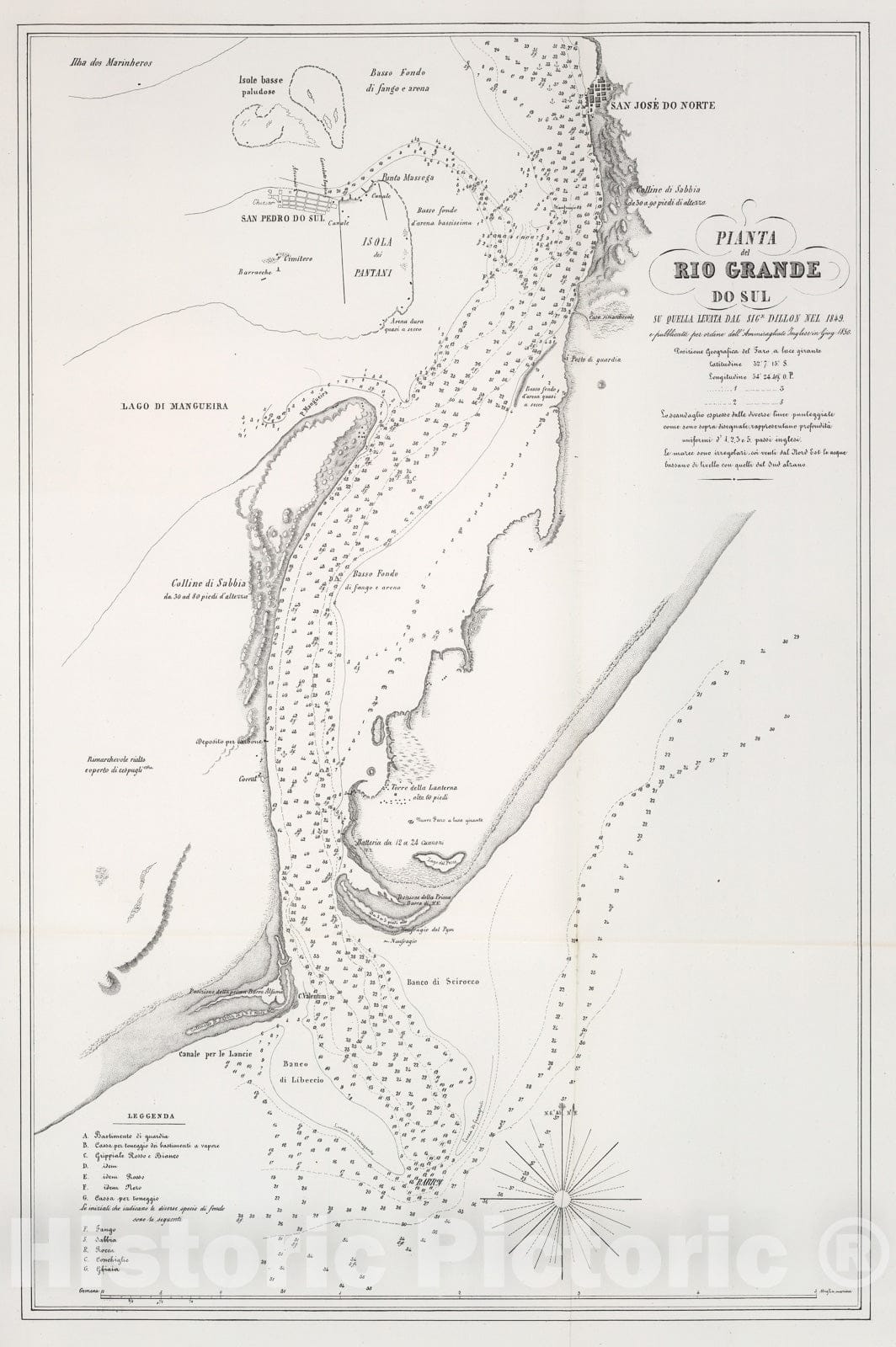 Historic Map : Pianta del Rio Grande do sul, 1857, Vintage Wall Decor