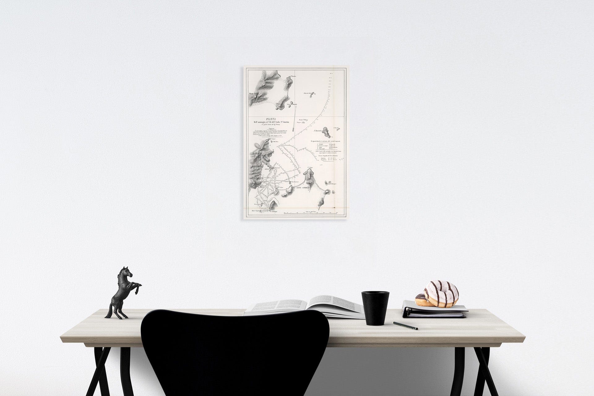 Historic Map : Pianta dell' ancoraggio al n. o. dell' isola Santa Catarina, 1857, Vintage Wall Decor