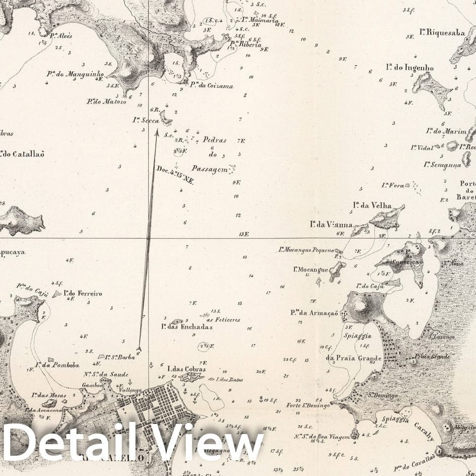 Historic Map : Pianta della Baia di Rio - Janeiro, 1857, Vintage Wall Decor