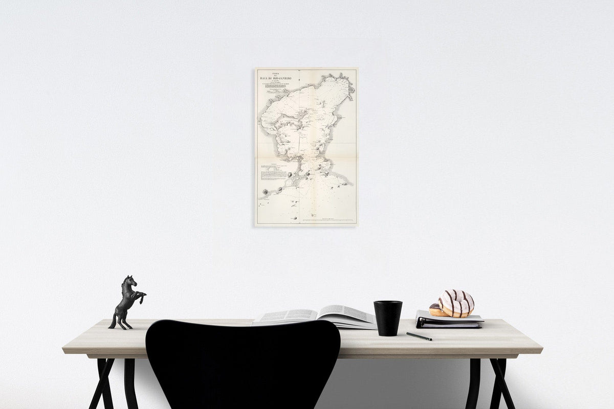 Historic Map : Pianta della Baia di Rio - Janeiro, 1857, Vintage Wall Decor