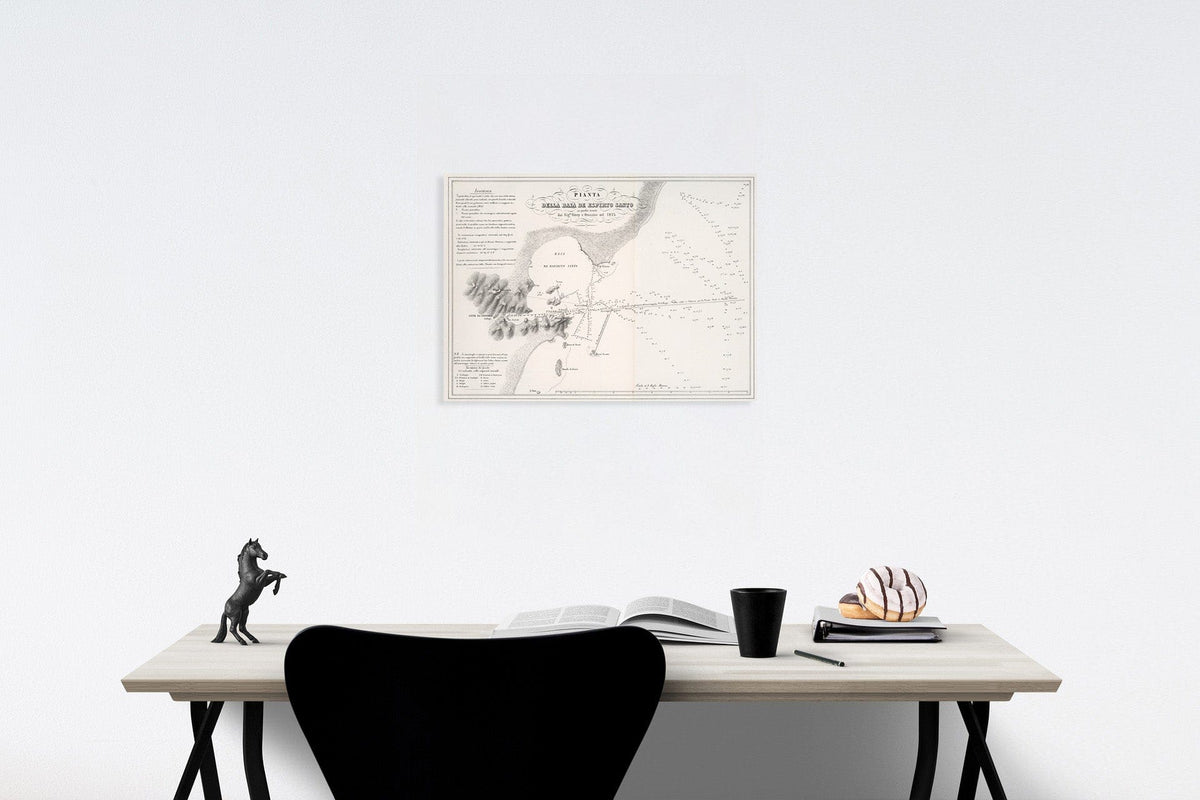 Historic Map : Pianta della Baia de Espirto Santo, 1857, Vintage Wall Decor