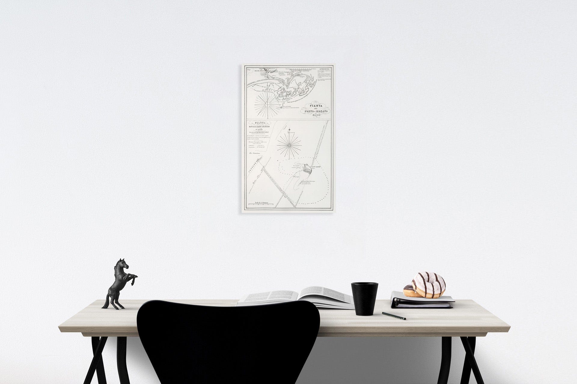 Historic Map : Pianta del Porto di Macayo o Maceio. Pianta dell' Isola Sant' Aleoxo, 1857, Vintage Wall Decor