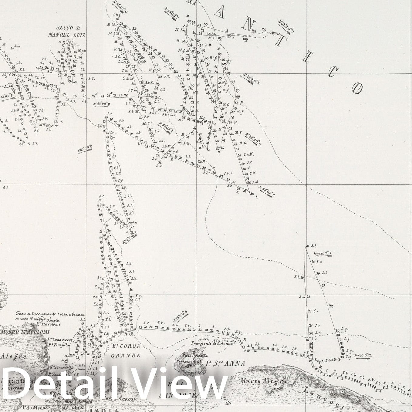 Historic Map : Carta ridotta degli atterraggi del porto di Maranham, 1857, Vintage Wall Decor