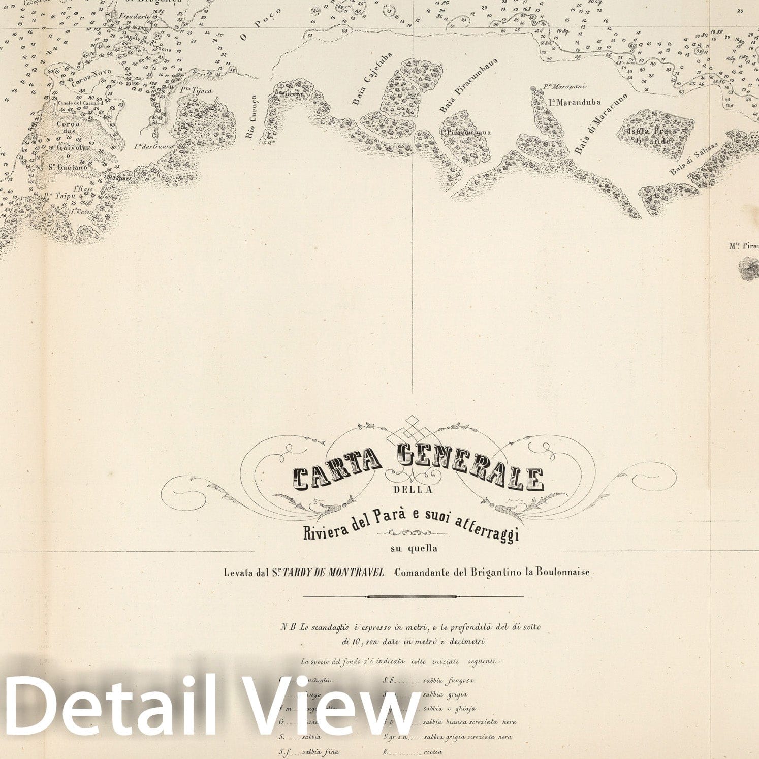 Historic Map : Carta generale dell Riviera del para e suoi atterraggi, 1857, Vintage Wall Decor