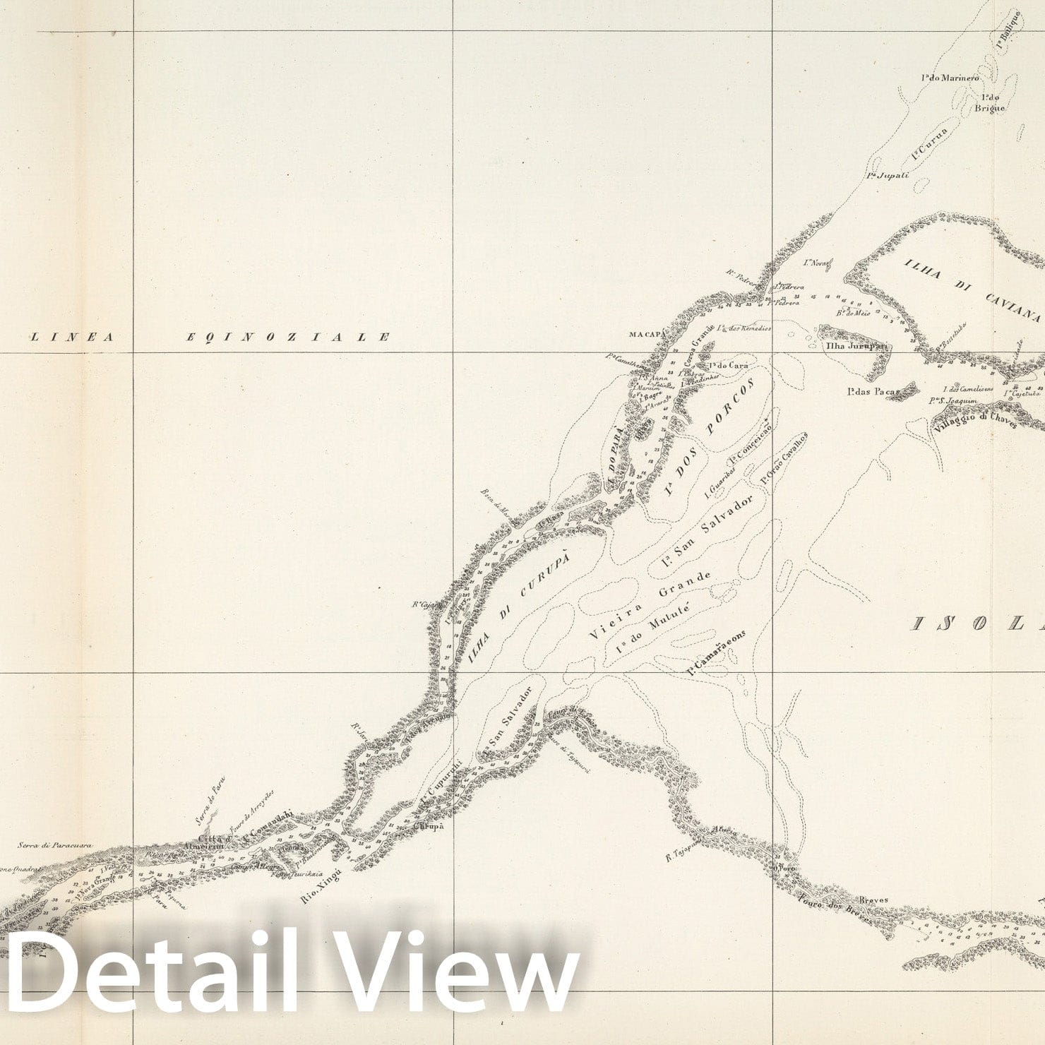 Historic Map : Carta ridotta del corso della Riviera dello Amazzone, 1857, Vintage Wall Decor