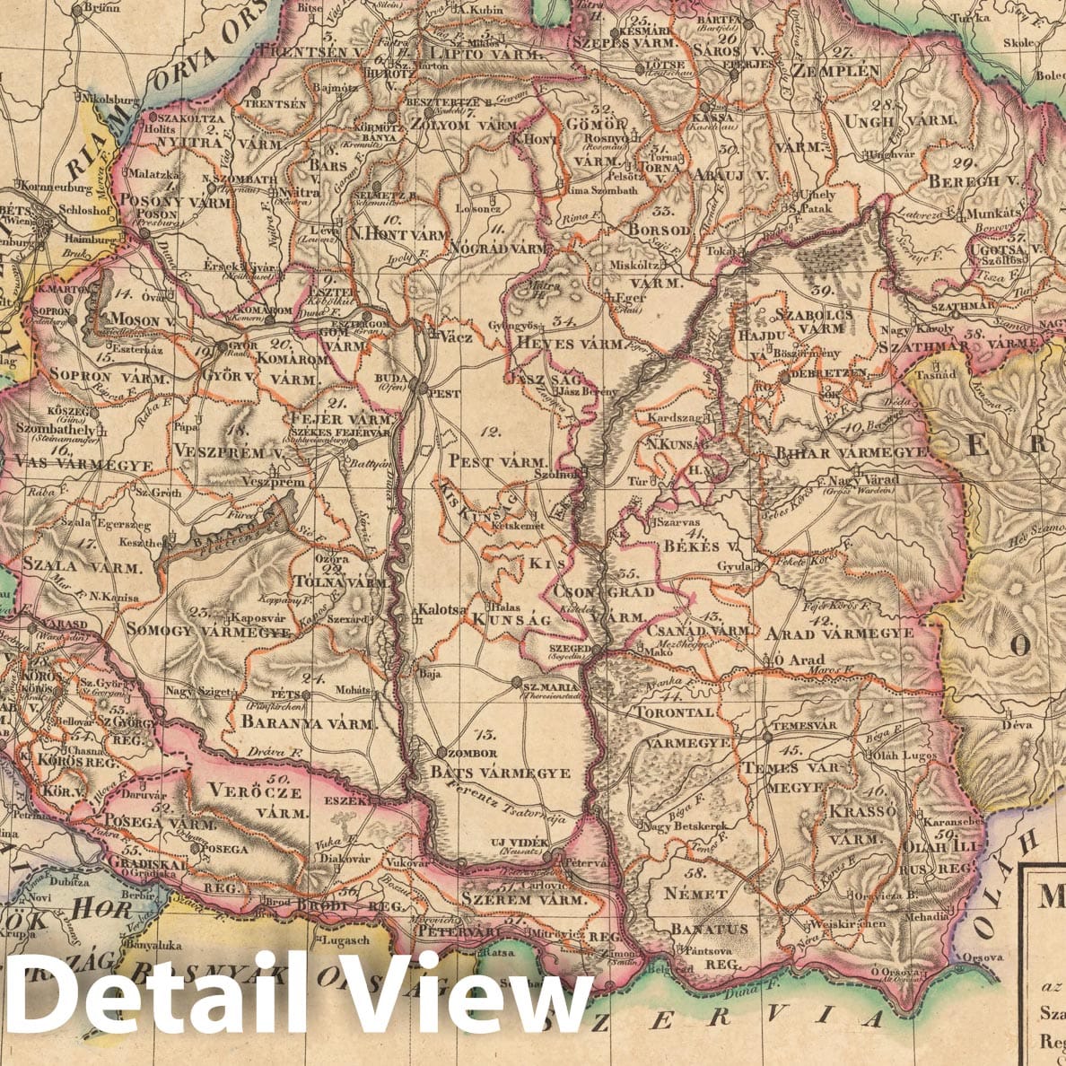 Historic Map : Magyar Orszagnak Kozonseges Mappaja, 1802, Vintage Wall Decor